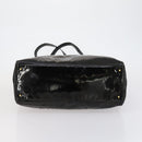 CHANEL Shoulder Bag Enamel Black Gold CC Auth bs30987-9