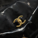 CHANEL Shoulder Bag Enamel Black Gold CC Auth bs30988-14