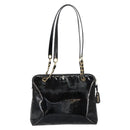 CHANEL Shoulder Bag Enamel Black Gold CC Auth bs30988-3