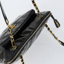 CHANEL Shoulder Bag Enamel Black Gold CC Auth bs30988-6