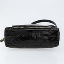 CHANEL Shoulder Bag Enamel Black Gold CC Auth bs30988-9