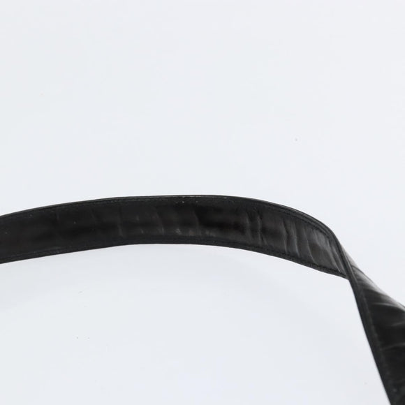 CHANEL V Stitch Hand Bag Enamel 2way Black Gold CC Auth bs30989