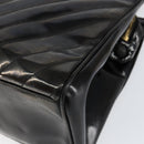 CHANEL V Stitch Hand Bag Enamel 2way Black Gold CC Auth bs30989-12