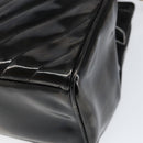 CHANEL V Stitch Hand Bag Enamel 2way Black Gold CC Auth bs30989-14