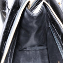 CHANEL V Stitch Hand Bag Enamel 2way Black Gold CC Auth bs30989-19