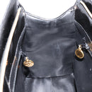 CHANEL V Stitch Hand Bag Enamel 2way Black Gold CC Auth bs30989-20