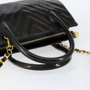 CHANEL V Stitch Hand Bag Enamel 2way Black Gold CC Auth bs30989-7