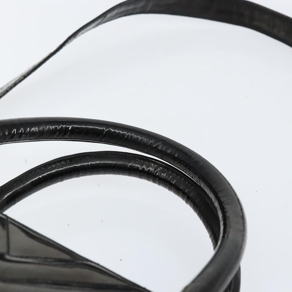 CHANEL V Stitch Hand Bag Enamel 2way Black Gold CC Auth bs30989