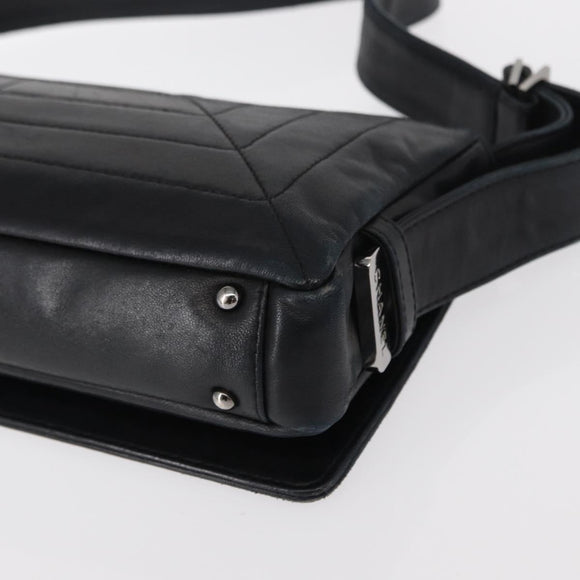 CHANEL Shoulder Bag Lamb Skin Black Silver CC Auth bs30993