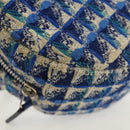 CHANEL Chain Shoulder Bag Tweed Blue Silver CC Auth bs30994V-10