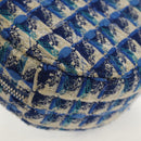 CHANEL Chain Shoulder Bag Tweed Blue Silver CC Auth bs30994V-12