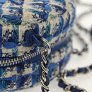 CHANEL Chain Shoulder Bag Tweed Blue Silver CC Auth bs30994V-14