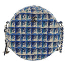 CHANEL Chain Shoulder Bag Tweed Blue Silver CC Auth bs30994V-2