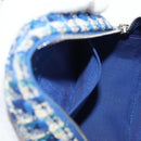 CHANEL Chain Shoulder Bag Tweed Blue Silver CC Auth bs30994V-22