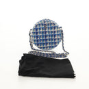 CHANEL Chain Shoulder Bag Tweed Blue Silver CC Auth bs30994V-26