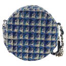 CHANEL Chain Shoulder Bag Tweed Blue Silver CC Auth bs30994V-3