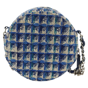 CHANEL Chain Shoulder Bag Tweed Blue Silver CC Auth bs30994SAV - 0