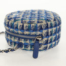 CHANEL Chain Shoulder Bag Tweed Blue Silver CC Auth bs30994V-4