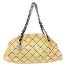 CHANEL Mademoiselle Chain Shoulder Bag Enamel Yellow Silver CC Auth bs30996-1