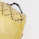 CHANEL Mademoiselle Chain Shoulder Bag Enamel Yellow Silver CC Auth bs30996-14