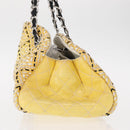 CHANEL Mademoiselle Chain Shoulder Bag Enamel Yellow Silver CC Auth bs30996-3