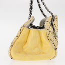 CHANEL Mademoiselle Chain Shoulder Bag Enamel Yellow Silver CC Auth bs30996-4