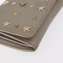 Jimmy Choo Star studs Wallet Shoulder Bag Leather Beige Silver Auth bs30998-14