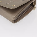 Jimmy Choo Star studs Wallet Shoulder Bag Leather Beige Silver Auth bs30998-15