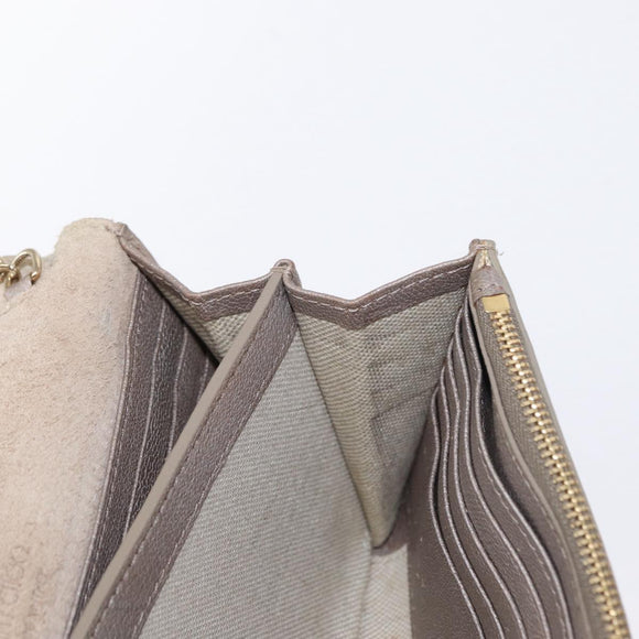 Jimmy Choo Star studs Wallet Shoulder Bag Leather Beige Silver Auth bs30998