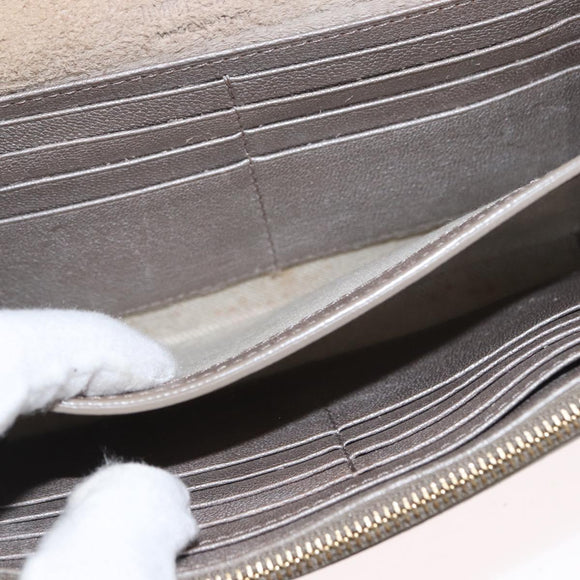 Jimmy Choo Star studs Wallet Shoulder Bag Leather Beige Silver Auth bs30998