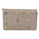 Jimmy Choo Star studs Wallet Shoulder Bag Leather Beige Silver Auth bs30998-13