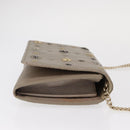 Jimmy Choo Star studs Wallet Shoulder Bag Leather Beige Silver Auth bs30998-3