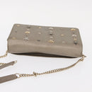 Jimmy Choo Star studs Wallet Shoulder Bag Leather Beige Silver Auth bs30998-6