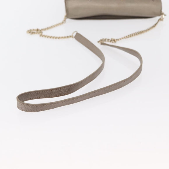 Jimmy Choo Star studs Wallet Shoulder Bag Leather Beige Silver Auth bs30998