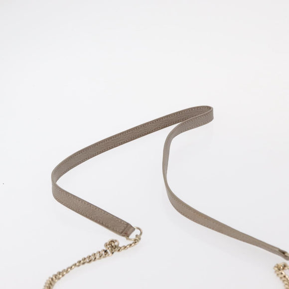 Jimmy Choo Star studs Wallet Shoulder Bag Leather Beige Silver Auth bs30998