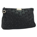 Jimmy Choo Studs Clutch Bag Leather Black Gold Auth bs30999-1