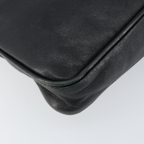 Jimmy Choo Studs Clutch Bag Leather Black Gold Auth bs30999