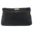 Jimmy Choo Studs Clutch Bag Leather Black Gold Auth bs30999-3