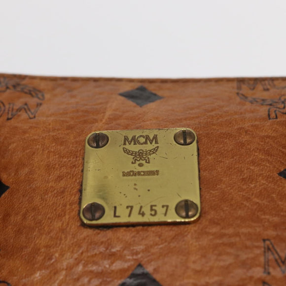 MCM Logogram Vicetos Hand Bag PVC Leather Brown Gold Auth bs31000