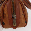 MCM Logogram Vicetos Hand Bag PVC Leather Brown Gold Auth bs31000-15