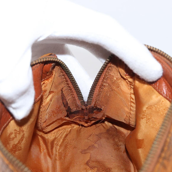 MCM Logogram Vicetos Hand Bag PVC Leather Brown Gold Auth bs31000