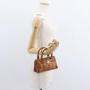 MCM Logogram Vicetos Hand Bag PVC Leather Brown Gold Auth bs31000-20