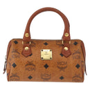 MCM Logogram Vicetos Hand Bag PVC Leather Brown Gold Auth bs31000-2