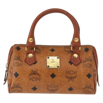 MCM Logogram Vicetos Hand Bag PVC Leather Brown Gold Auth bs31000 - 0