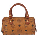 MCM Logogram Vicetos Hand Bag PVC Leather Brown Gold Auth bs31000-3