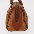 MCM Logogram Vicetos Hand Bag PVC Leather Brown Gold Auth bs31000-4