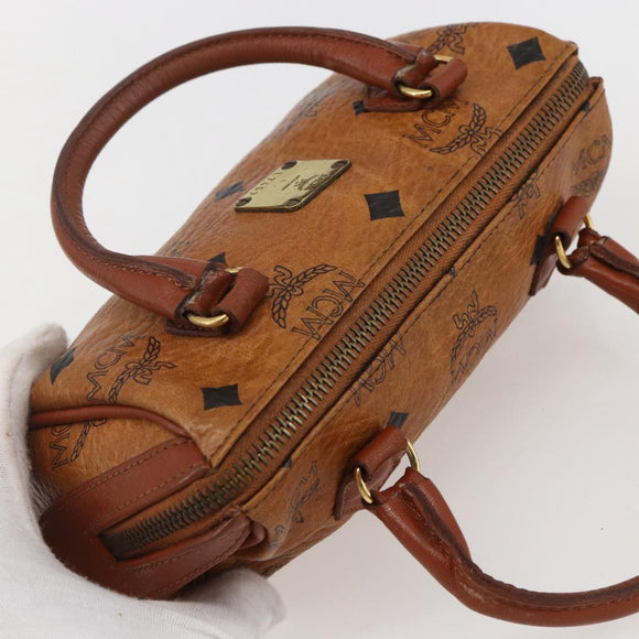 MCM Logogram Vicetos Hand Bag PVC Leather Brown Gold Auth bs31000