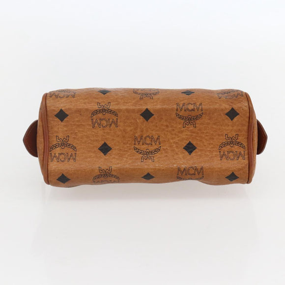 MCM Logogram Vicetos Hand Bag PVC Leather Brown Gold Auth bs31000