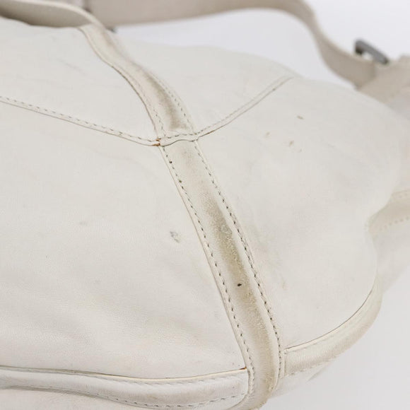 LOEWE Anagram Shoulder Bag Leather White Silver Auth bs31002