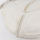 LOEWE Anagram Shoulder Bag Leather White Silver Auth bs31002-14